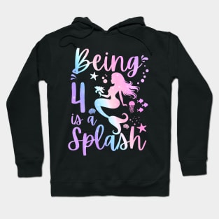 4 Year Old 4Th Mermaid Birthday Under Sea Party Hoodie